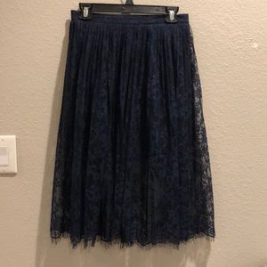 H&M Navy Blue Lace Midi Skirt